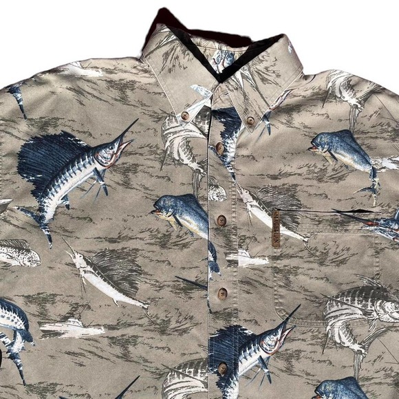 Magellan Sportswear Swordfish Print Button Up Long-sleeve Medium - Picture 5 of 5